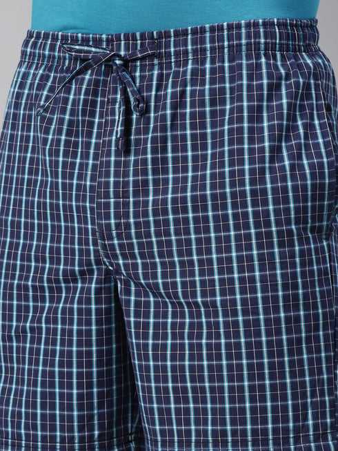 Navy Blue Checks Lounge Short